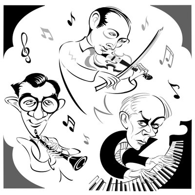 Bela Bartok at the piano, Benny Goodman and Joseph Szigeti (premiere recording of Contrasts) by Neale Osborne
